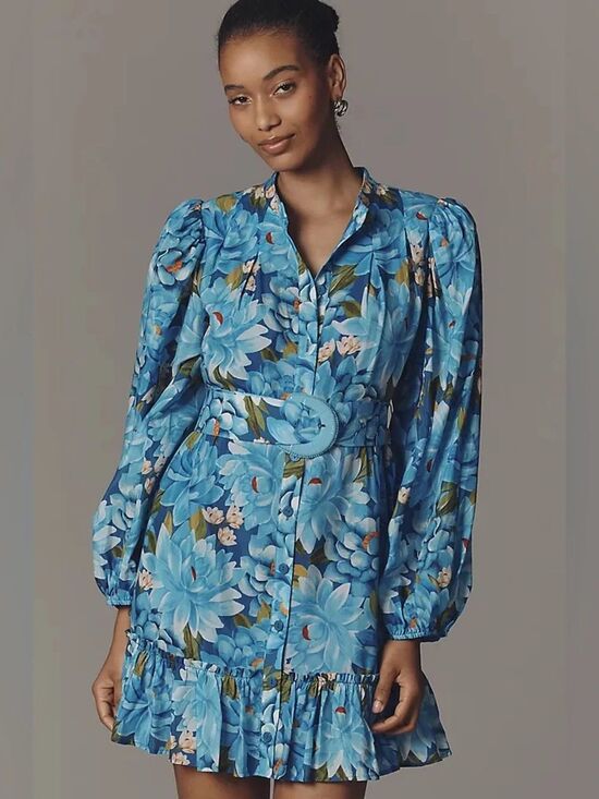 FARM Rio Dresses & Skirts - FARM Rio Printed Long Sleeve Swing Dress NWT